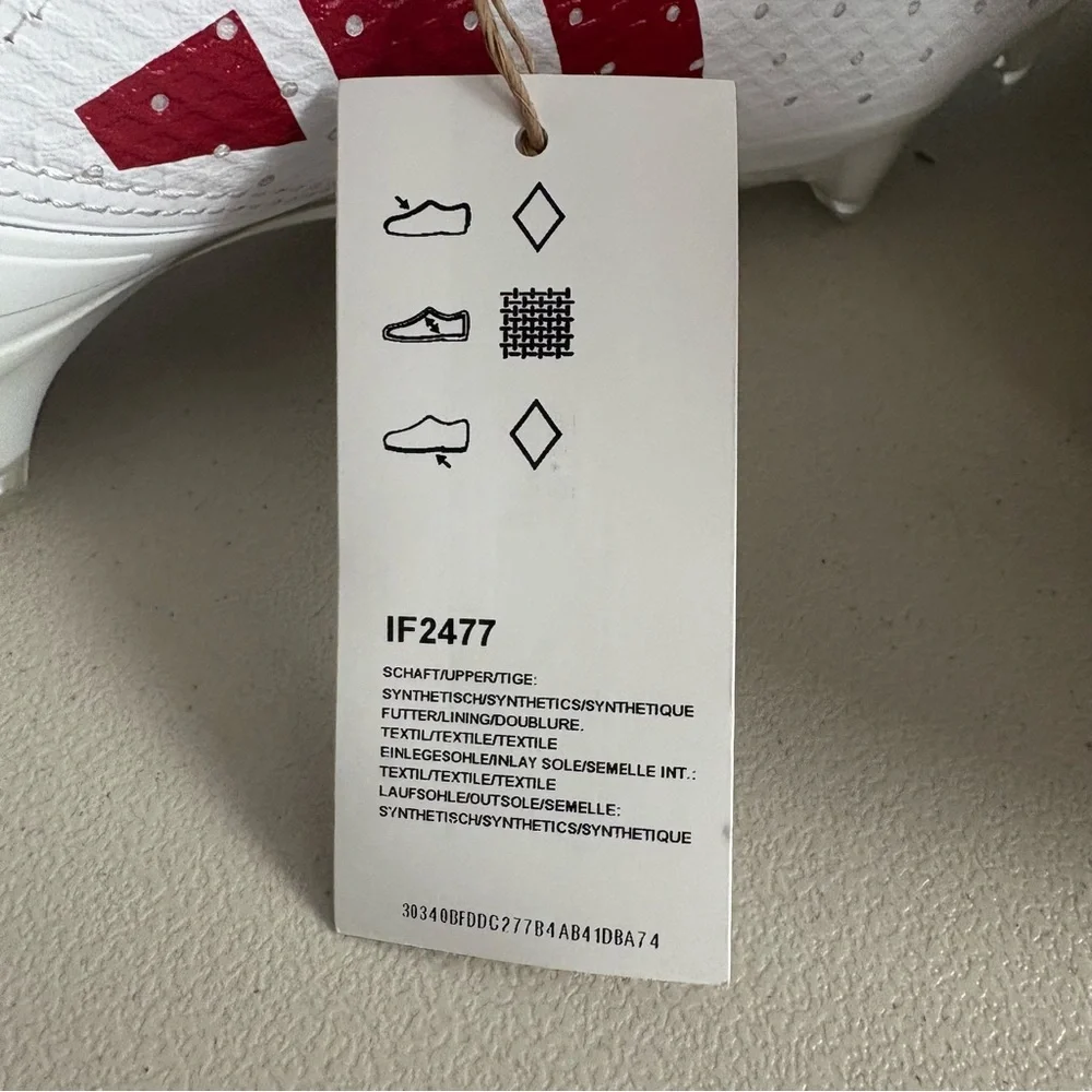 adidas Adizero Impact Football Cleats White Red Shoes IF2477 Men’s Sz 8.5 - Picture 8 of 9